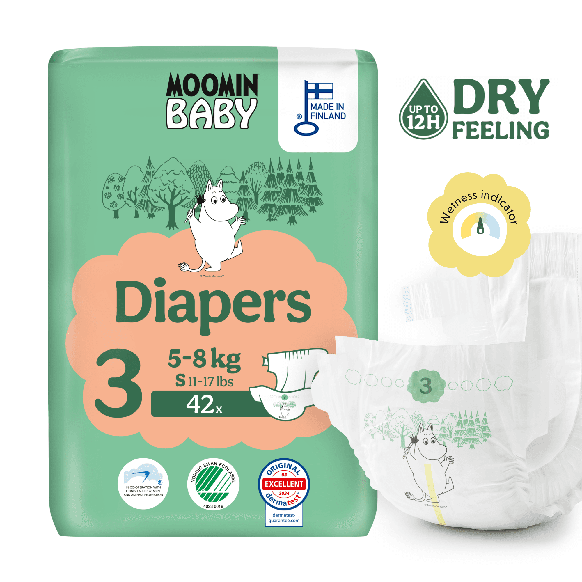 Moomin Baby 3 Midi 5–8 kg (42 ks), plienky