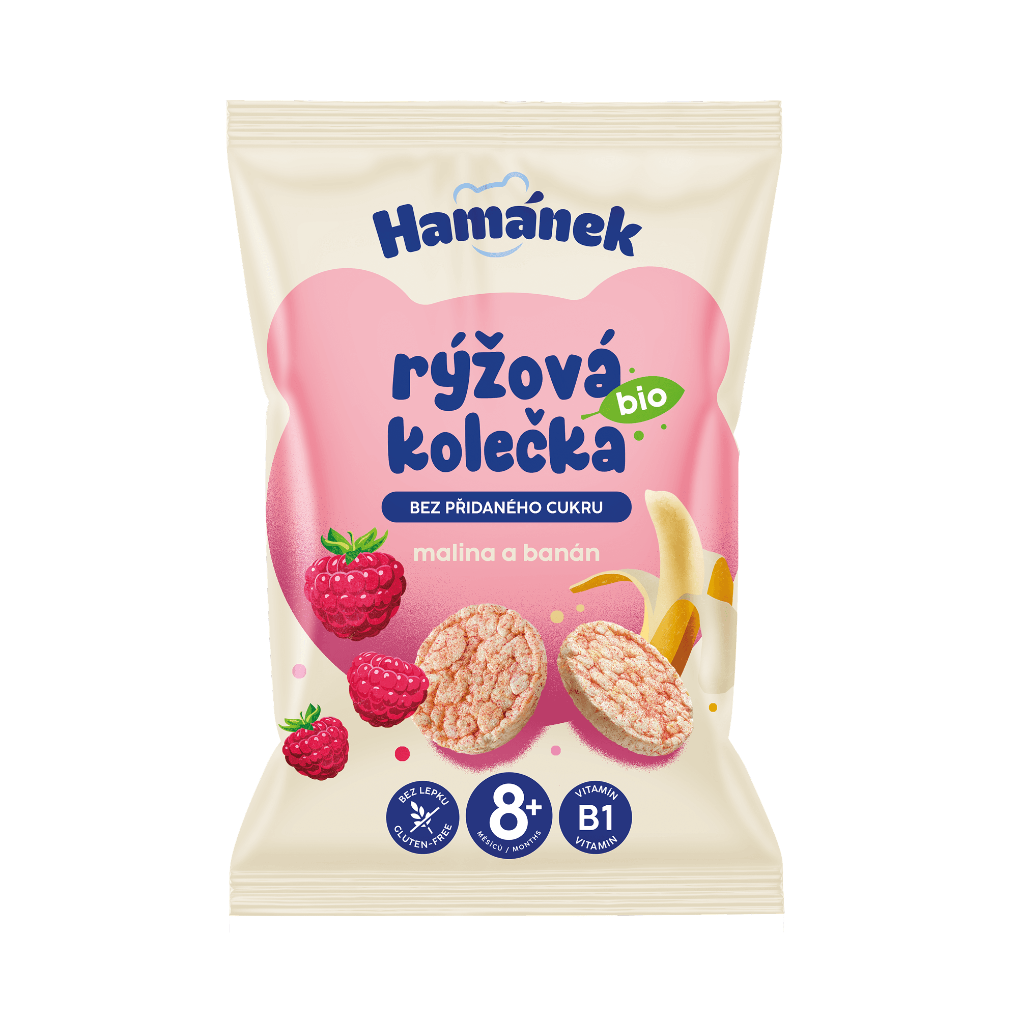 Hamánek BIO Ryžové kolieska malina a banán 8m+ (35 g)