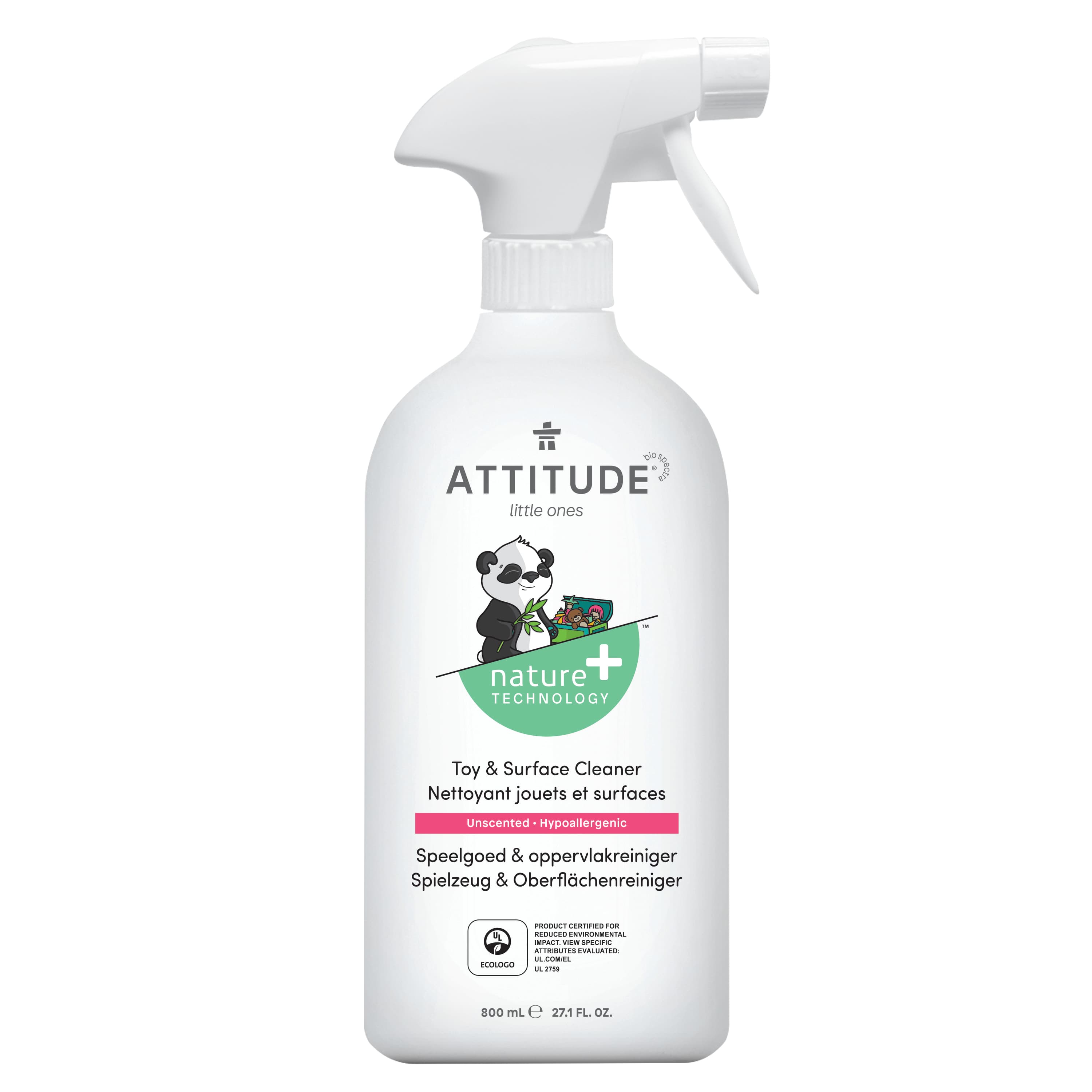 Attitude Čistiaci prostriedok na povrchy a hračky bez vône s rozprašovačom (800 ml)