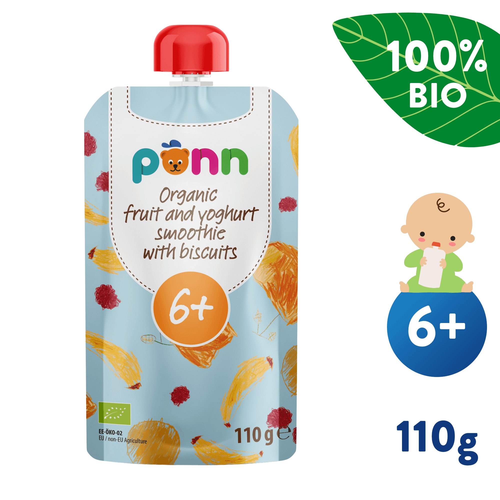 SALVEST Põnn BIO Ovocné smoothie s jogurtom a sušienkami (110 g)