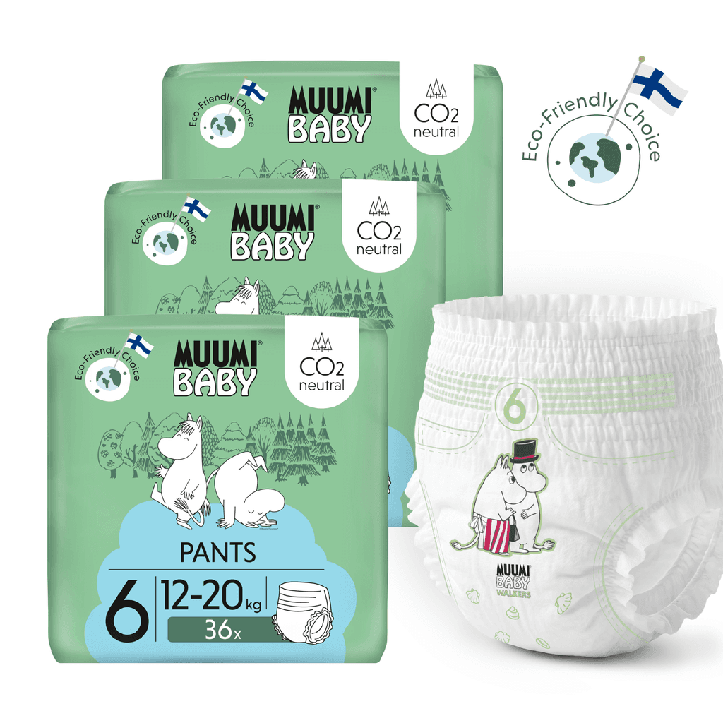 Moomin Baby Muumi Baby Pants 6 Junior 12-20 kg (108 ks), mesačné balenie nohavičkových eko plienok