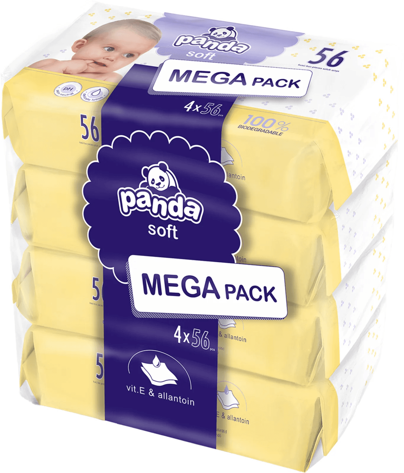 Bella Panda Panda Detské vlhčené obrúsky Soft (4× 56 ks)