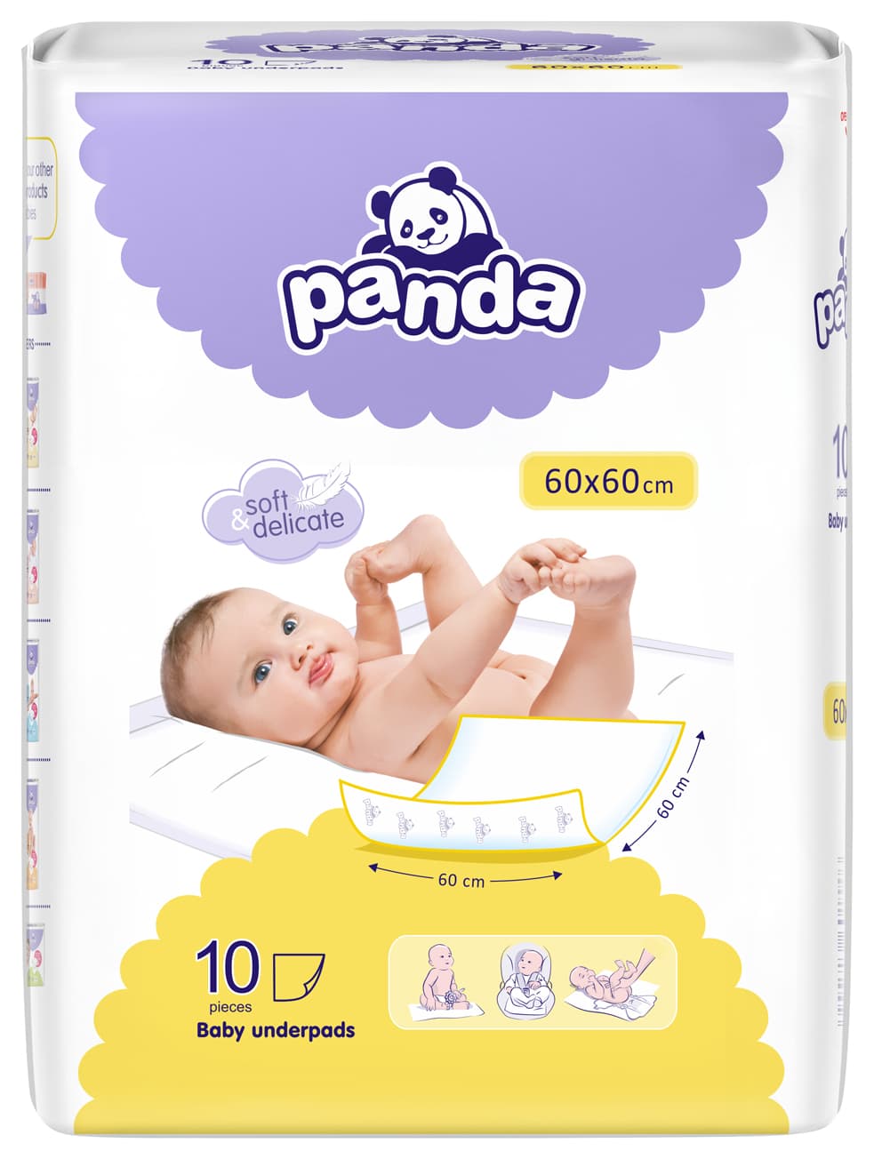Bella Panda Panda Detské prebaľovacie podložky 60 × 60 cm (10 ks)
