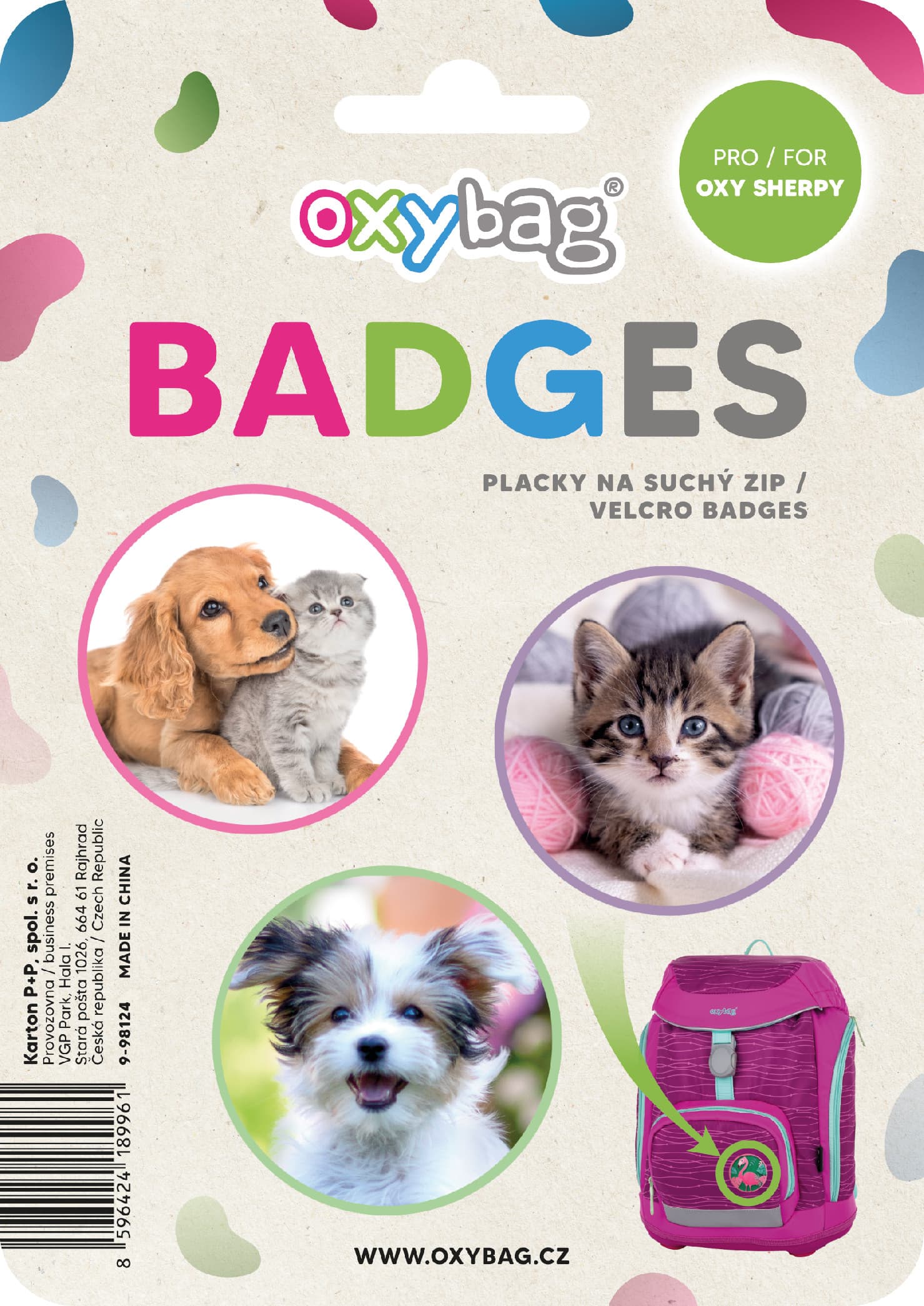 Oxybag Súprava vymeniteľných odznakov OXY Sherpy Pets