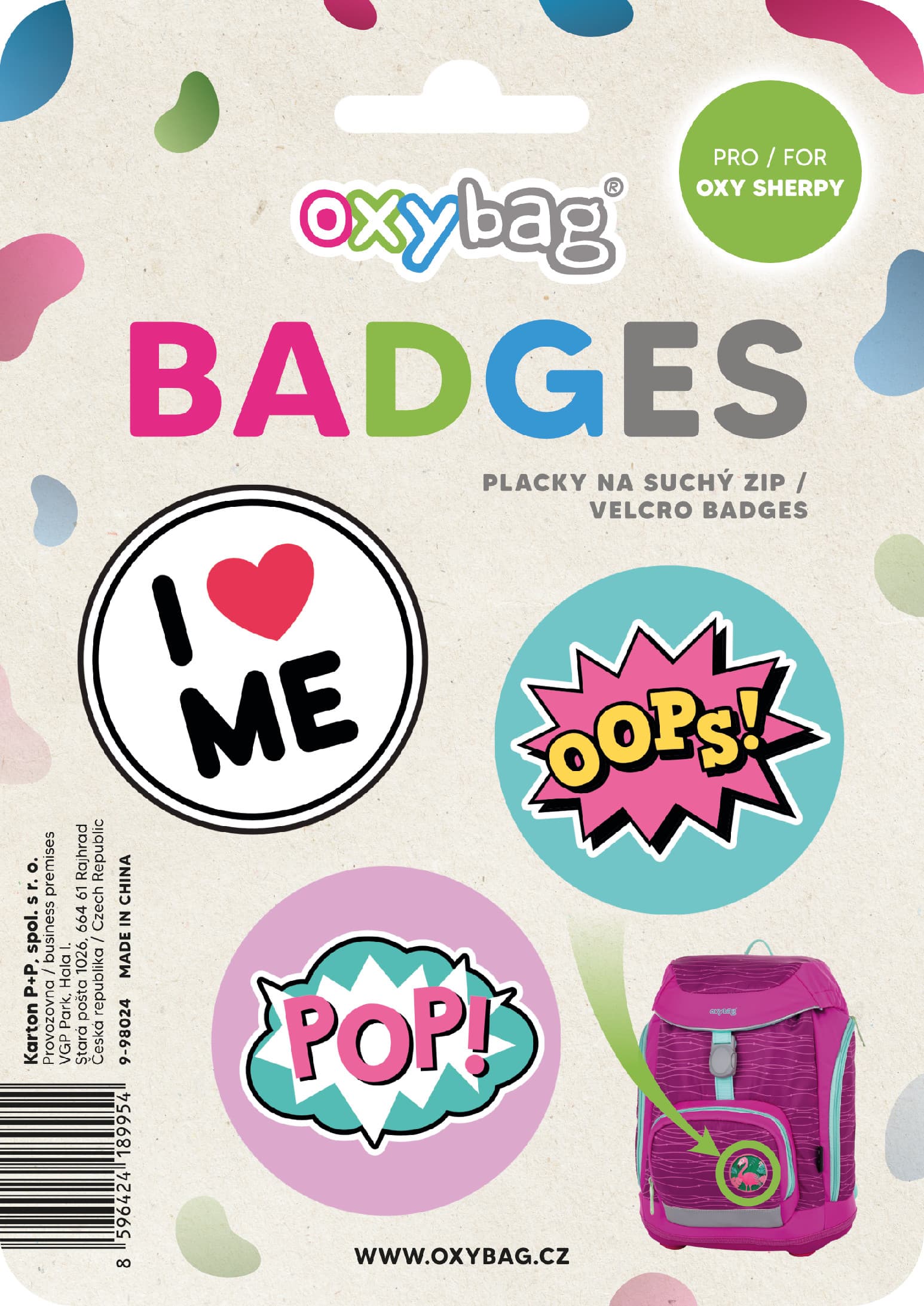 Oxybag Súprava vymeniteľných odznakov OXY Sherpy Crazy