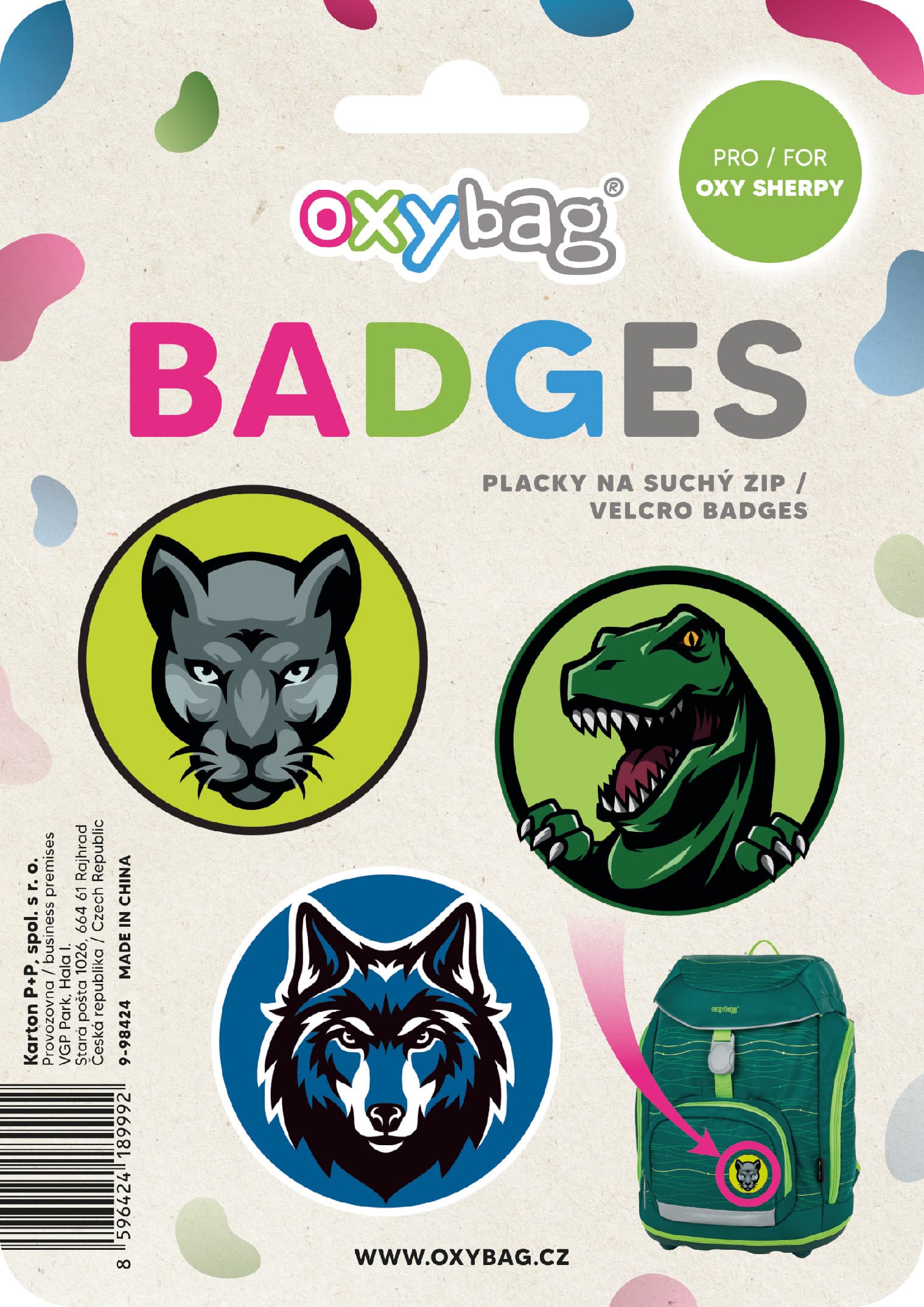 Oxybag Súprava vymeniteľných odznakov OXY Sherpy Animal